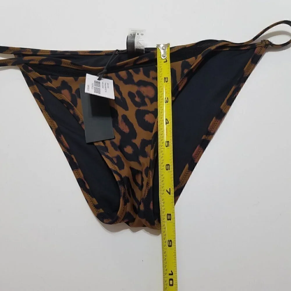 NWT Kendall & Kylie Triangle Mesh Bottom Leopard Animal Print Size L